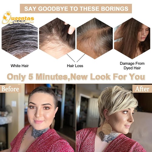Pixie Lagenlook kurze blonde Perücken für weiße Frauen schwarz Frauen blond gemischt braun - Bild 2 von 13