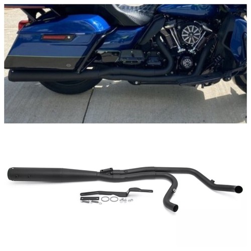 2 into 1 Full Length Exhaust Pipe for Harley Touring M8 Road Glide King  2017-Up