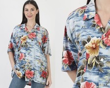 Vtg 50s Penneys Hawaiian Shirt Made In Japan Rayon Aloha Tiki Luau Button Up L