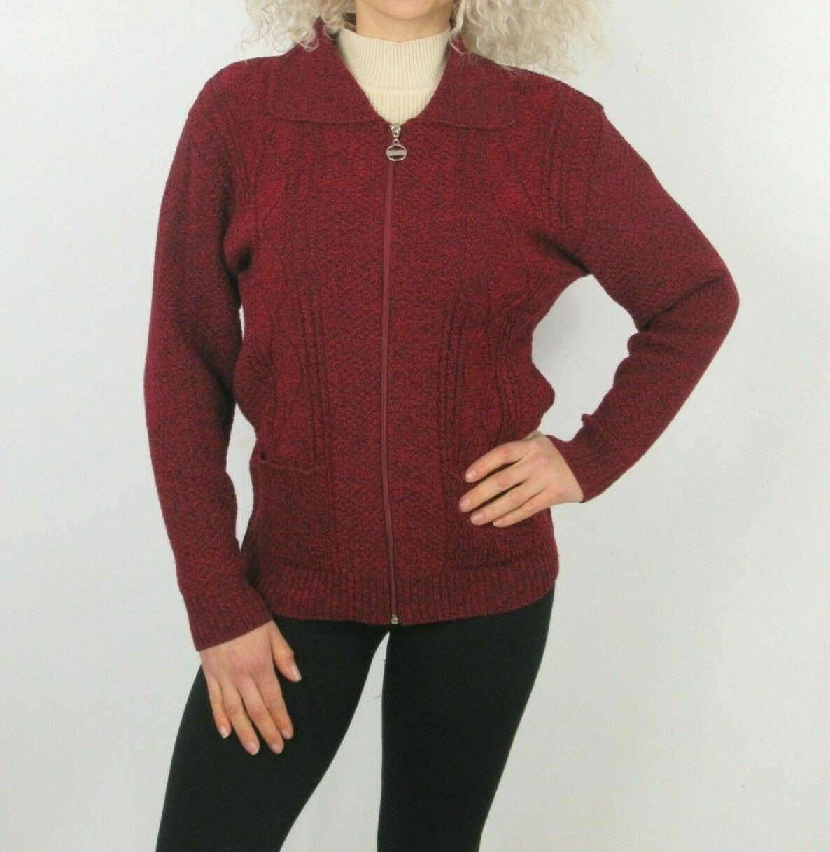 Winter Zip Cardigan Zipped Cable Knit 