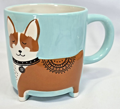 Eccolo World Traveler Double Sided Ceramic Corgi Dog Mug - EUC