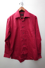 J. Ferrar Dress Shirt M 15-15.5 Burgundy Slim Fit Stretch Business Casual