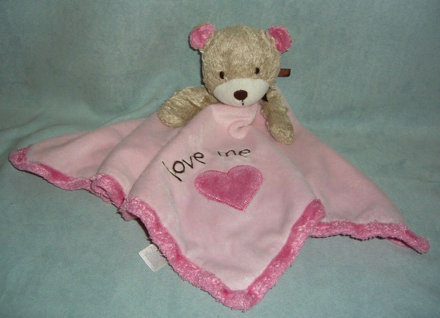 carter's pink bear security blanket