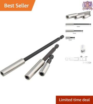 Magnetic Bit Holder Stainless Steel 2, 4, 6-Inch Extensions Versatile Tool Set