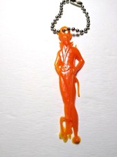 Halloween Plastic Devil Satan Keychain Charm Gothic Spooky Gift Orange Vintage