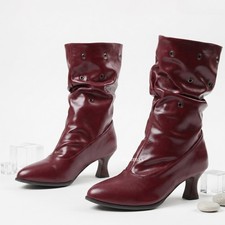 Womens Pointy Toe Kitten Heel Casual Winter Ankle Boots Shoes Oversize 48/49/50