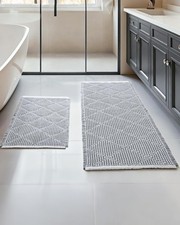 Waffle Bath Mat Set, Non Slip Bathroom Rugs Sets 2 Piece, Ultra Absorbent Lon...