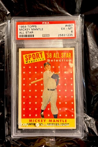 1958 Topps - Sport Magazine '58 All Star Selection Mickey Mantle #487 Psa 6 