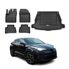 OMAC Fußmatten & Kofferraumwanne Set für Toyota C-HR 2016-2023 Gummi Schwarz 5x