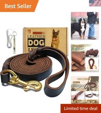 Leather Dog Leash 6ft x 3/4 inch,Strong Heavy Duty Genuine Leather Braided Do...