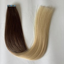 Seamless Tape In Human Hair Extensions Skin Wefts Ombre Brown To Blonde 22" 60g