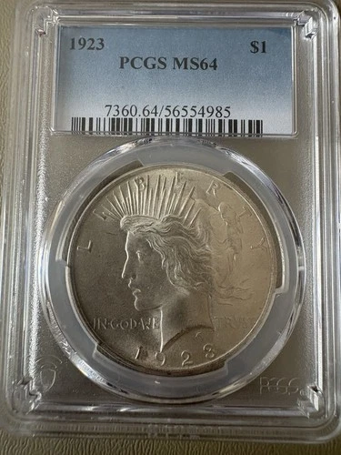 1923 Philadelphia Mint Peace Dollar  $1 PCGS Certified MS64 TONED