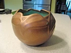 Vtg Van Briggle Art Pottery Window Vase with Leaf Design Gold Glaze about 3.75"T