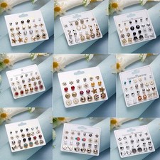 120 Pairs Random Stud Earrings Set Cute Fashion Earring Variety Pack Women Girls