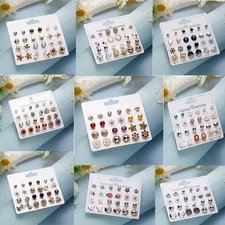 120 Pairs Random Stud Earrings Set Cute Fashion Earring Variety Pack Women Girls
