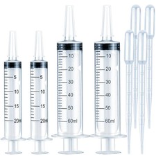 4 Pack 20ml  60ml Plastic Syringe, Large Syringes Without Needle for Scientific