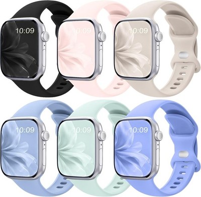 6 Pack Silicone Strap Compatible with Apple Watch Series 7 41mm