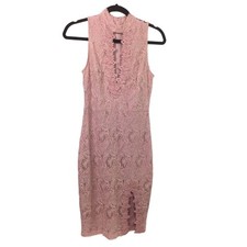 Windsor Wedding Lace Sleeveless Feminine Fairycore Prom Midi Pink Dress Size M