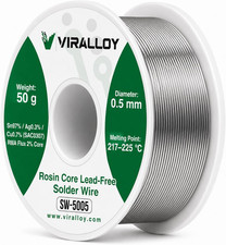 0.5Mm Lead Free Solder Wire, Rosin Core Solder for Electronics, Sn97/Ag0.3/Cu0.7