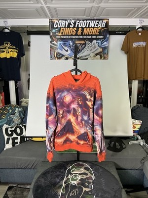 Stray Mens Medium Pullover Hoodie Hooded Sweatshirt King Tut Rust Orange Heavy