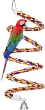 63In Bird Rope Perch Swing Toy Cotton Bungee Climbing with Bell for Parrots