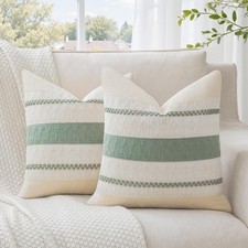 Sage Green Throw Pillow Covers 20x20 Inch Set of 2, Spring Farmhouse Square D...