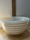 1960s Pyrex 402 Beige Tan & White Rainbow Stripe 1.5 QT Nesting Mixing Bowl