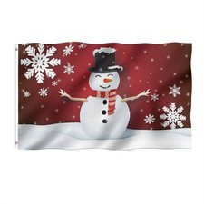 Winter Snowman Garden Flag 3x5 Ft Double-Sided, Snowflake Design, Outdoor Decor