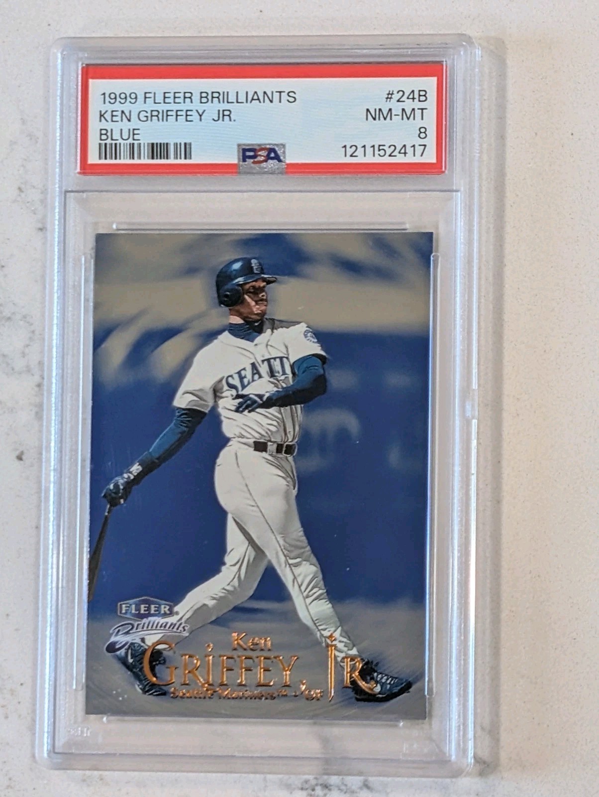 1999 FLEER BRILLIANTS BLUE #24B KEN GRIFFEY JR. PSA 8