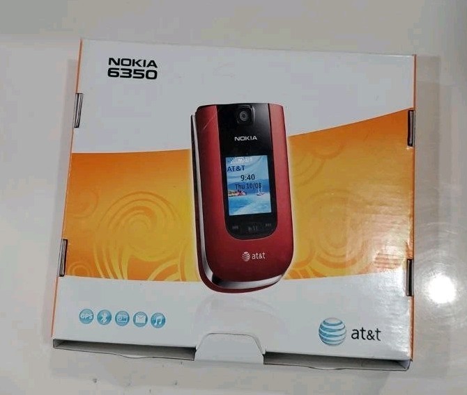 Nokia  6350 - Red (AT&T) Flip Mobile Phone, WITH BOX, used B