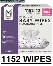 Member's Mark Premium Baby Wipes, Fragrance Free 1152 Wipes - NEW