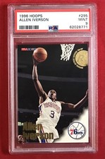 ALLEN IVERSON Rookie Card 1996 Hoops #295 - HOF 76ers - PSA 9