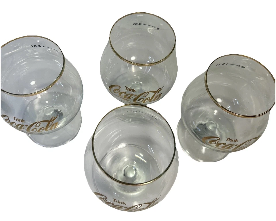 Copos redemoinhos vintage 4 quilates Schutzmarke bebida Coca-Cola alemão transparente/dourado - Imagem 2 de 4