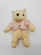 Disney Store Classic Pooh 7" Plush Mini Bean Bag Pink Vest Fuzzy Retired