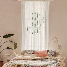 Macrame Curtain Boho Window Curtain Doorway Macrame Wall Decor Yarn Art Moder...