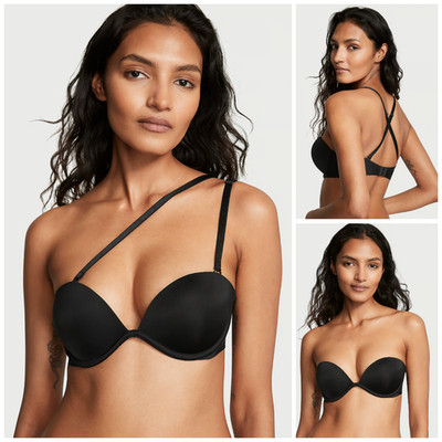 NWT Victoria's Secret Bare Every-Way Strapless Padded Push-UP Black Bra 34C