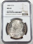 1880-O $1 Morgan Dollar NGC MS63 90% Silver New Orleans US Coin - LUSTER!