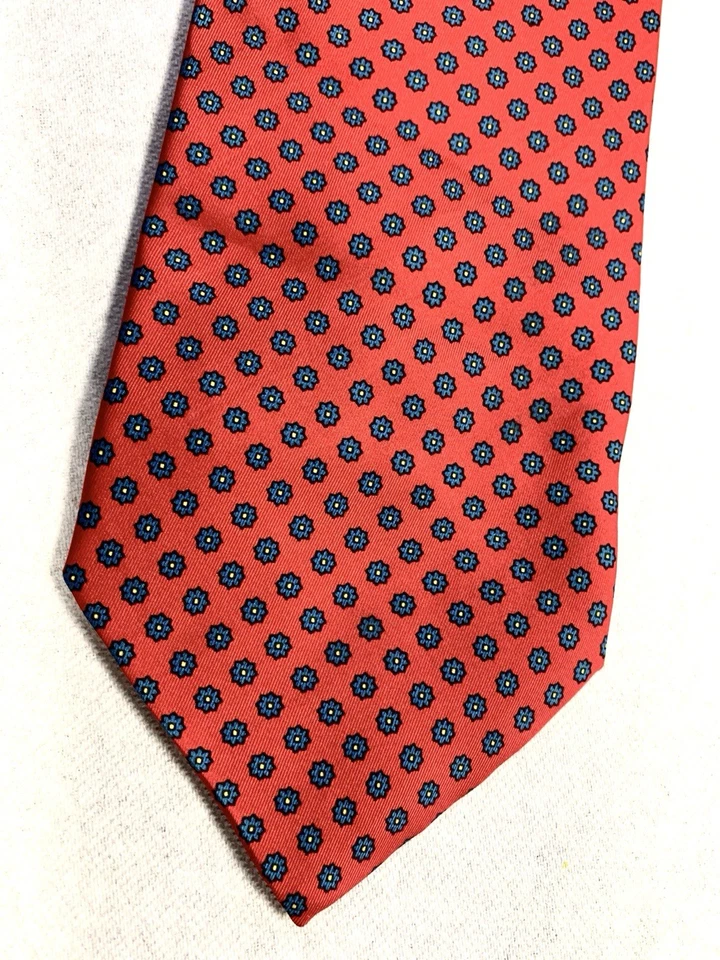 Corbata De Colección Cerruti 1881 Para Hombre Hecha en Italia Corbata Roja Azul Azul Floral Sobre Rojo Foto 3 de 4