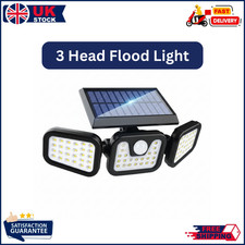 Outdoor 3 Head Solar LED Security Light PIR Motion Sensor Wall Lamp