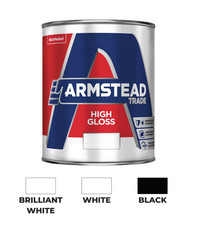 Armstead Trade High Gloss Paint - Black or Brilliant White - All Sizes