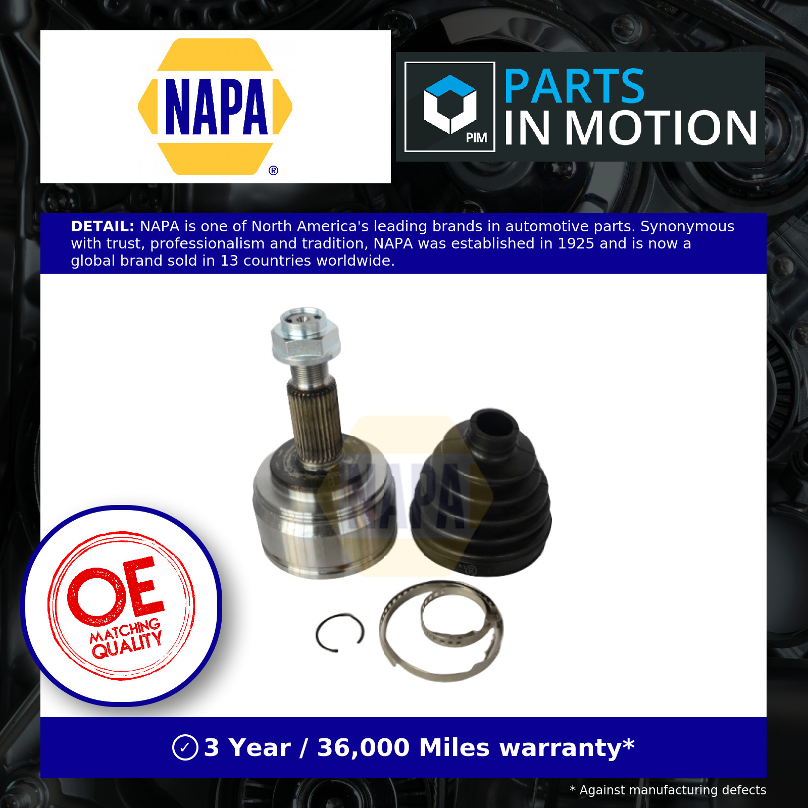 CV Joint fits RENAULT MASTER Mk3 2.3D Front Outer 2012 on C.V. Driveshaft NAPA