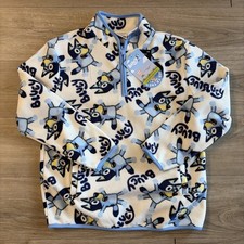 Bluey Disney Youth Large Fleece 1/4 Zip Jacket Unisex With Pockets NWT