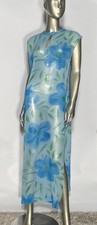 Vintage 1970s Blue Floral Shear Overlay Resort Coverup
