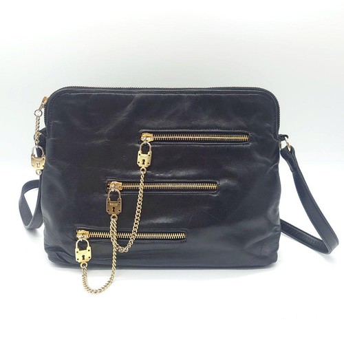 BALLY Women's Leather 3 Zipper Shoulder Bag 21a