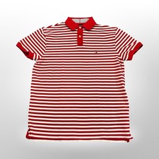 Tommy Hilfiger The 1985 Polo Shirt Classic Fit Red Striped Retro Mens Small