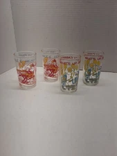 Warner Bros Vintage 1974 Looney Tunes Welch's Jelly Jar Juice Glasses Lot of 4
