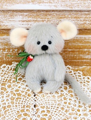 Mäuschen Maus genäht Handarbeit Miniatur Kuscheltier Deko Sammlerstück 