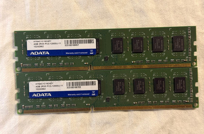 2x RAM LOT of ADATA 4GB 2RX8 PC3-12800U-11(DDR3-1600MHz) PC Memory