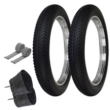 PRO+ TIRES 26" x 4.0" Black P-1215 W/TUBES & RIM STRIPS 48mm Presta Valve