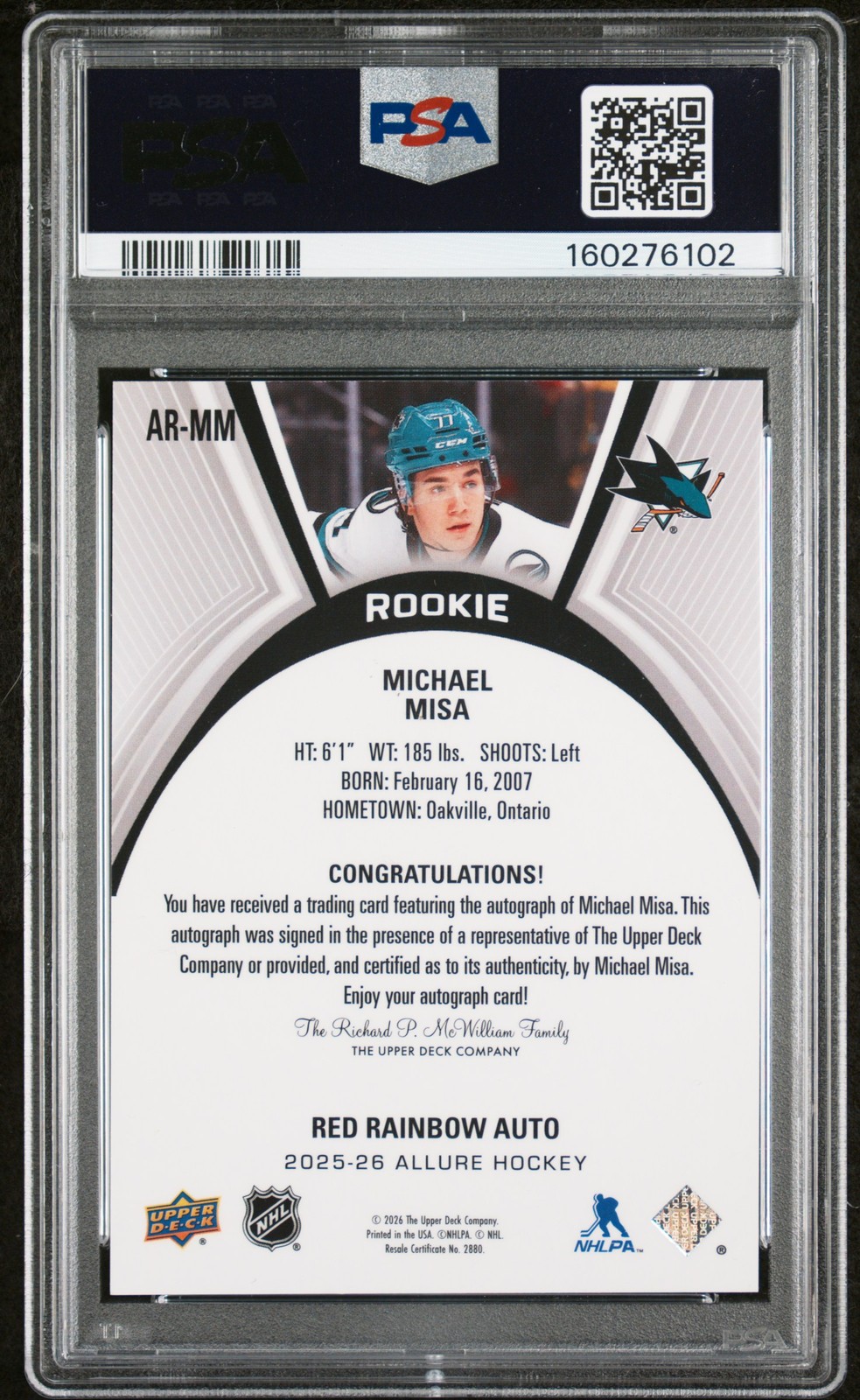 2025 UPPER DECK ALLURE EXTENDED ROOKIES MICHAEL MISA RC PSA 10 AUTO AUTHENTIC view 2